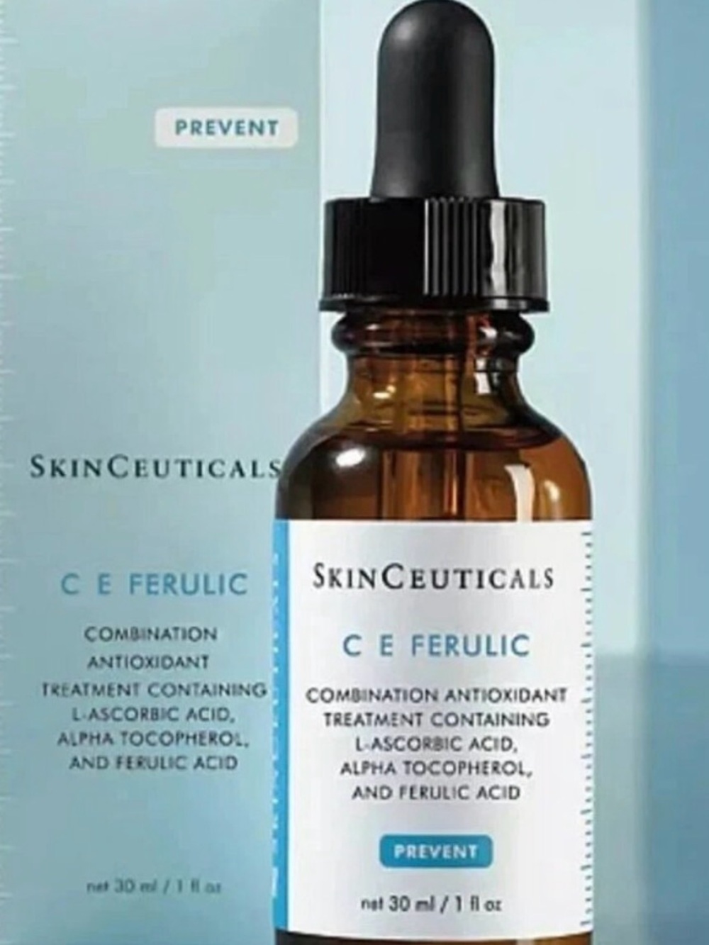 SkinCeuticals C E Ferulic Serum — Brown and Black Bottle with Blue Label